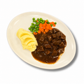 Tender Steak Pieces with Mash & Veg